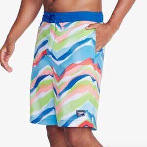 NWT Speedo Men's Swim Trunk Knee Length Boardshort Bondi Printed, SMALL